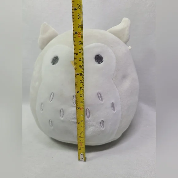 8” Vee the Gray White OWL Baby with RATTLE Squishmallow- Stained - Picture 6 of 6